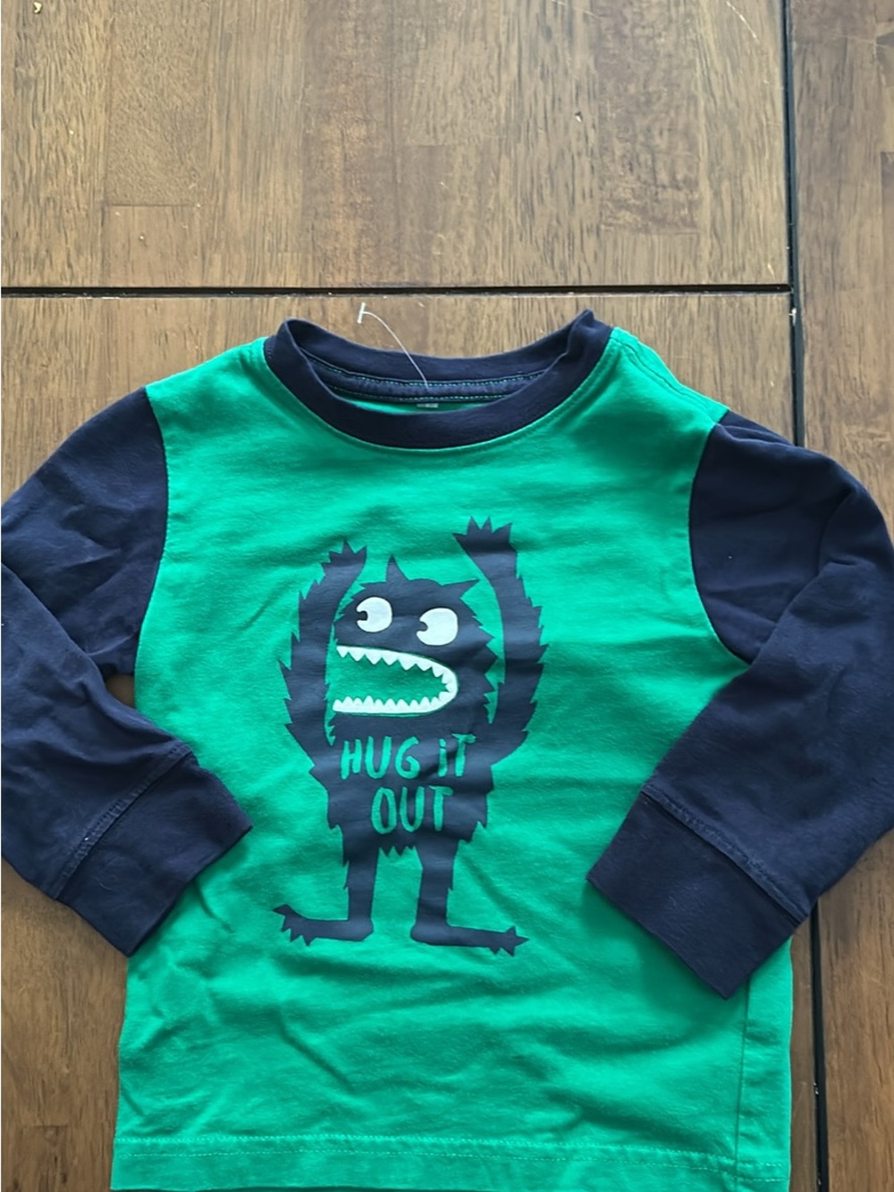 Gymboree Green & Navy Monster 'Hug It Out' Long-Sleeve Tee